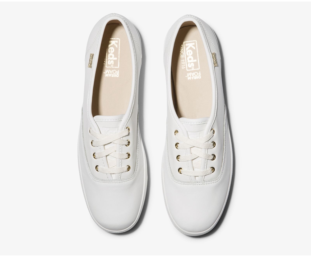 Basket Keds Femme Blanche - Champion Luxe Cuir - 963-AHPYRX